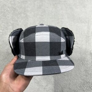 Melin Trenches Icon Lumberjack Thermal Hat Men Small Black White Plaid Ear Flaps